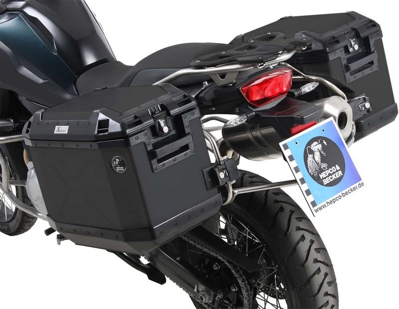 Hepco & Becker / ヘプコ&ベッカー Sidecarrier Cutout stainless steel incl. Xplorer black sideboxes for BMW F 750 GS (2018-) | 6516512 00 22-01-40