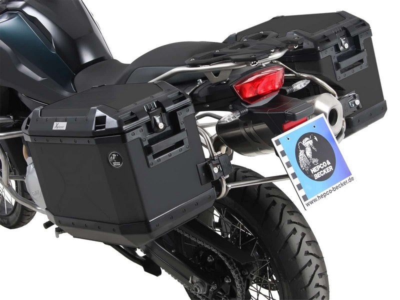 Hepco and Becker / ヘプコアンドベッカー Sidecarrier Cutout stainless steel incl. Xplorer sideboxes black for BMW F 850 GS Adventure (2019-) | 6516520 00 22-01-40