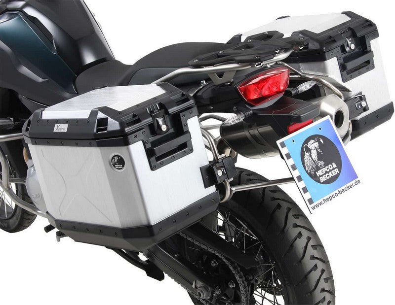 Hepco & Becker / ヘプコ&ベッカー Sidecarrier Cutout stainless steel incl. Xplorer silver sideboxes for BMW F 850 GS Adventure (2019-) | 6516520 00 22-00-40