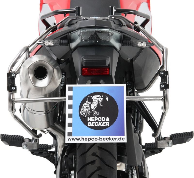 Hepco & Becker Sidecarrier Cutout stainless steel incl. Xplorer Cutout sideboxes for BMW F650/700/800GS | 651653 00 22-00-40