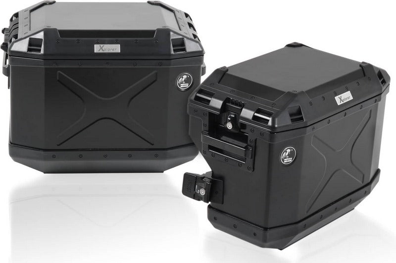 Hepco and Becker / ヘプコアンドベッカー Sidecarrier Cutout black incl. Xplorer sideboxes black for Aprilia Tuareg 660 (2022-) | 6517599 00 01-01-40