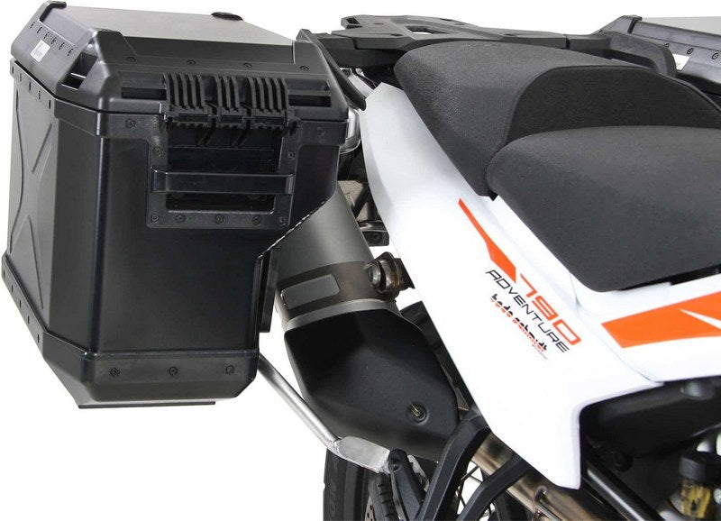 Hepco and Becker / ヘプコアンドベッカー Side carrier cutout stainless steel incl. Xplorer sideboxes black for KTM 890 Adventure / R / Rally (2021-) | 6517617 00 22-01-40