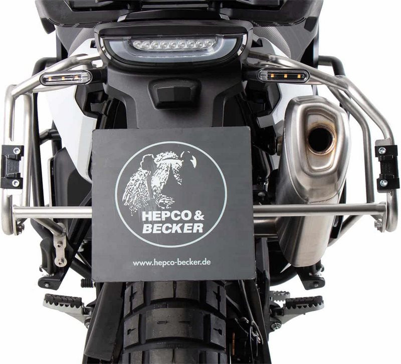 Hepco and Becker / ヘプコアンドベッカー Sidecarrier Cutout stainless steel incl. Xplorer sideboxes silver for Husqvarna Norden 901 (2022-) | 6517634 00 22-00-40