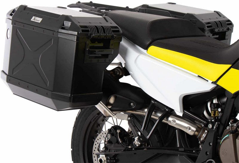 Hepco and Becker / ヘプコアンドベッカー Sidecarrier Cutout stainless steel incl. Xplorer sideboxes black for Husqvarna Norden 901 (2022-) | 6517634 00 22-01-40