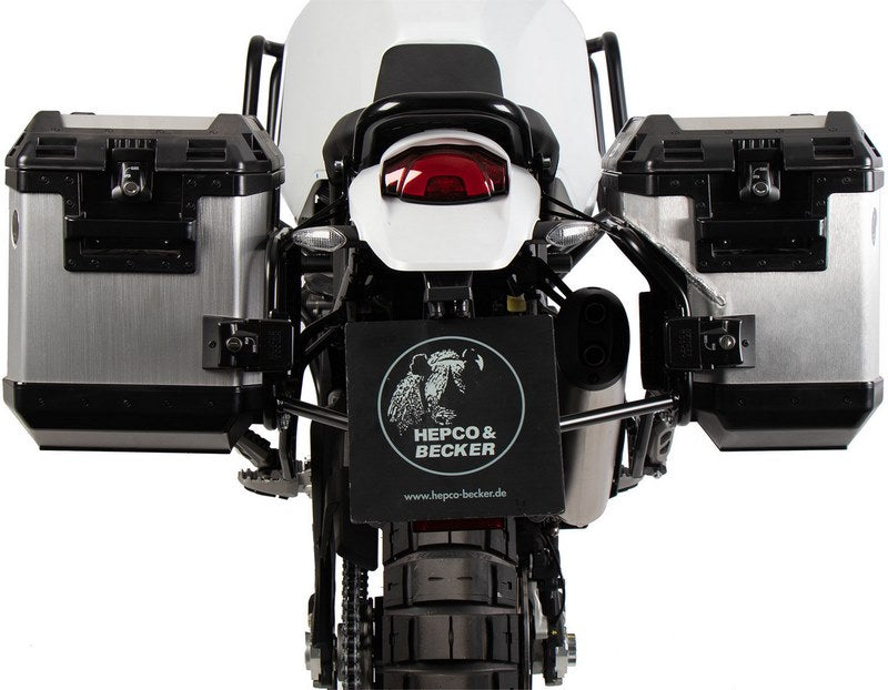 Hepco & Becker サイドキャリアカットアウトブラック インクスプローラーシルバーサイドボックス Ducati DesertX Rally (2024-) | 6517659 00 01-00-40