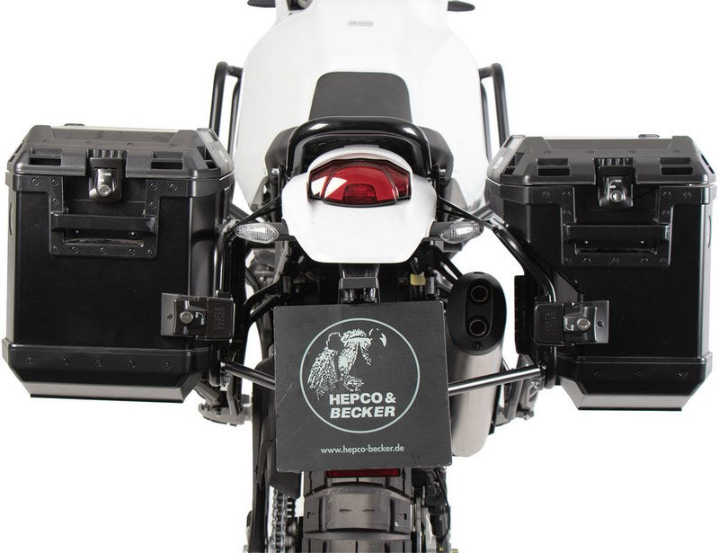 Hepco & Becker サイドキャリアカットアウトブラック インクルード エクスプローラーブラックサイドボックス Ducati DesertX Rally (2024-) | 6517659 00 01-01-40