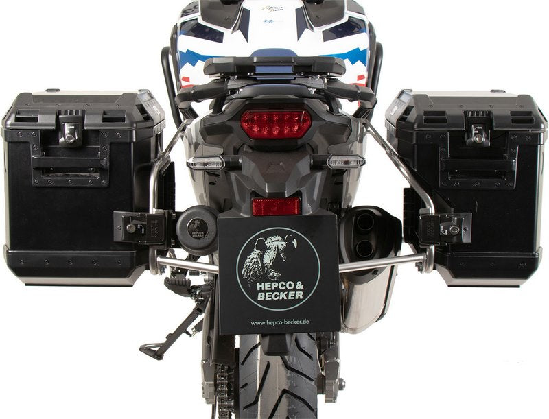 Hepco & Becker サイドキャリアカットアウトステンレススチール インク スプローラーサイドボックス ブラック Honda CRF 1100L Africa Twin Adventure Sports (2024-) | 6519544 00 22-01-40