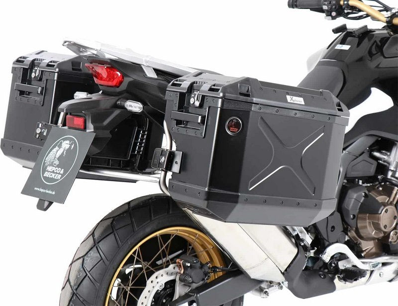 Hepco & Becker サイドキャリアカットアウトステンレススチール インク スプローラーサイドボックス ブラック Honda CRF 1100L Africa Twin (2024-) | 6519549 00 22-01-40
