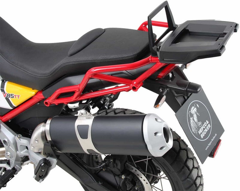 Hepco & Becker / ヘプコ&ベッカー Alurack topcasecarrier - black for Moto Guzzi V85 TT (2019-) | 655554 01 01