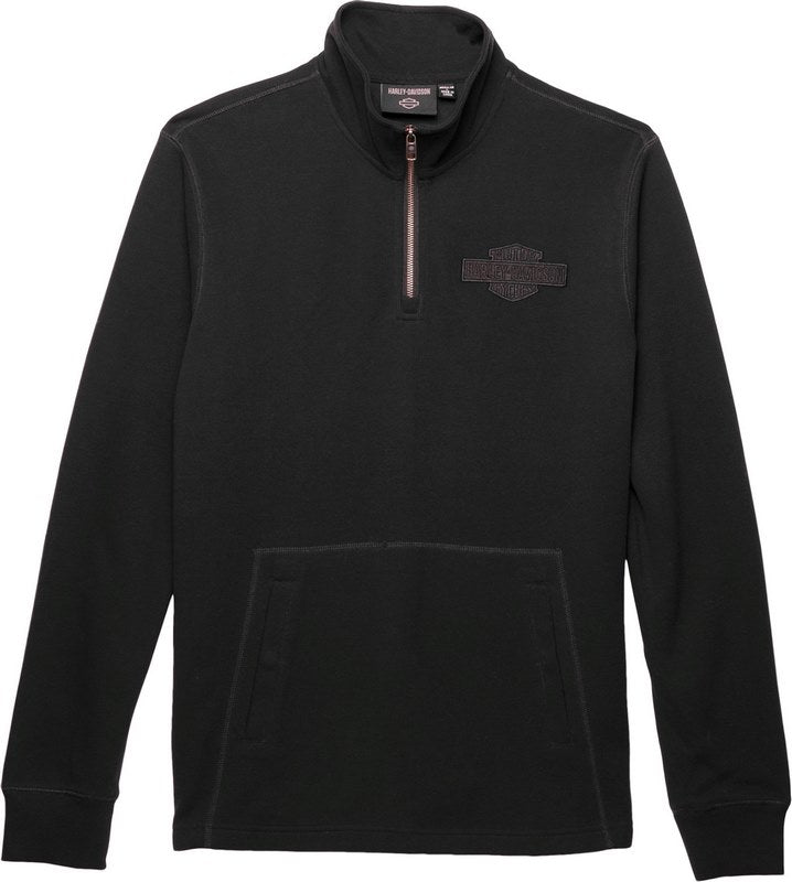 Harley-Davidson Men'S Bar & Shield 1/4 Zip  Black Beauty | 96006-23VM
