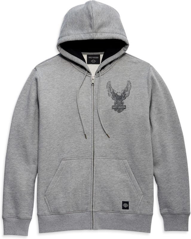 Harley-Davidson Men'S Road Captain Zip-Up Hoodie  Grey Heather | 96009-23VM