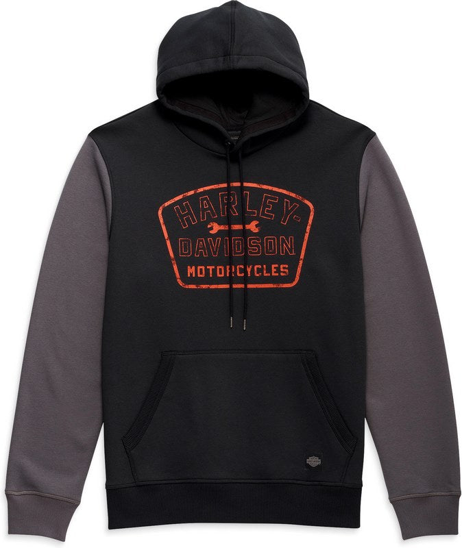 Harley-Davidson Men'S Wrench Crew Hoodie  Colorblock-Design-Black Beauty | 96012-23VM