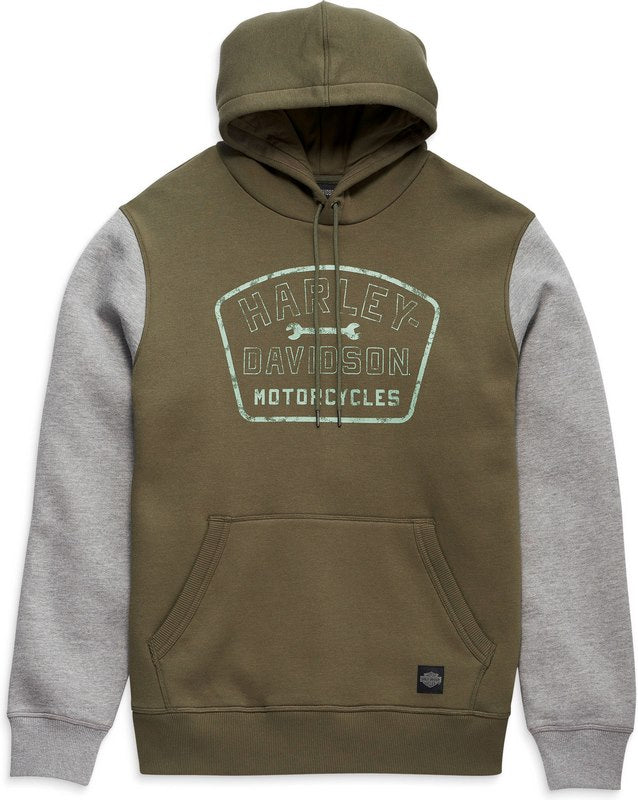 Harley-Davidson Men'S Wrench Crew Hoodie  Colorblock-Design-Grape Leaf | 96013-23VM