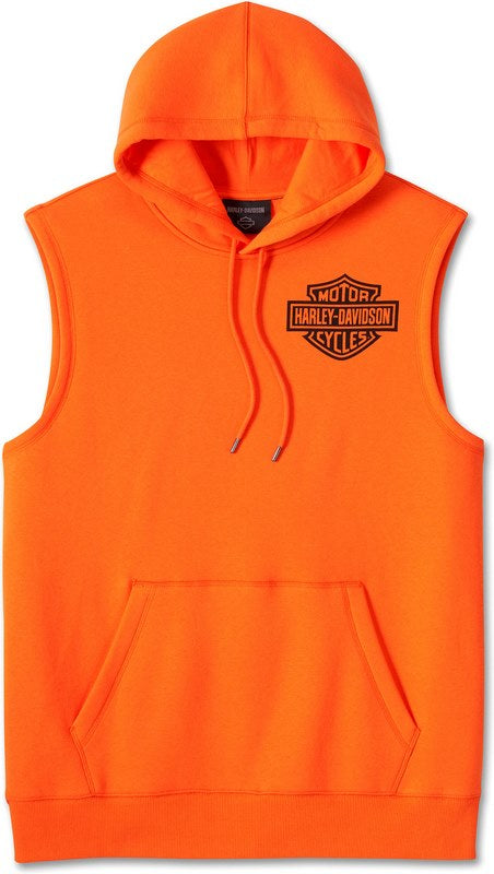 Harley-Davidson Men'S Screamin' Eagle Sleeveless Hoodie  Harley Orange | 96021-24VM