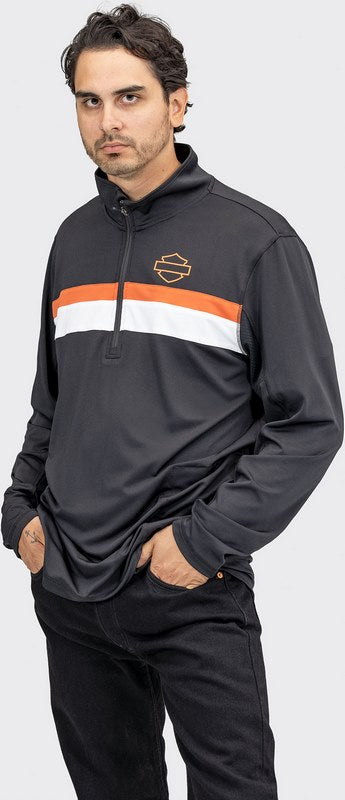 Harley-Davidson Performance 1/4-Zip Pullover For Men  Black Beauty | 96026-22VM