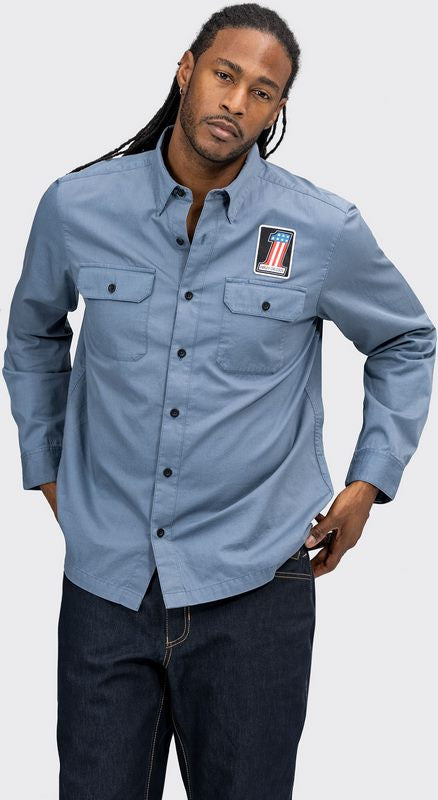 Harley-Davidson Block Font Solid Mechanics Shirt For Men  China Blue | 96069-22VM