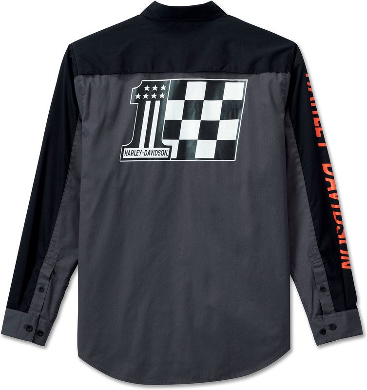 Harley-Davidson Shirt-Woven  Colorblock-Design-Blackened Pearl | 96071-24VM