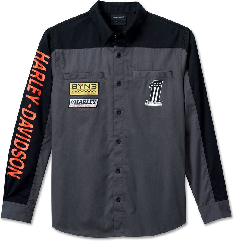 Harley-Davidson Shirt-Woven  Colorblock-Design-Blackened Pearl | 96071-24VM