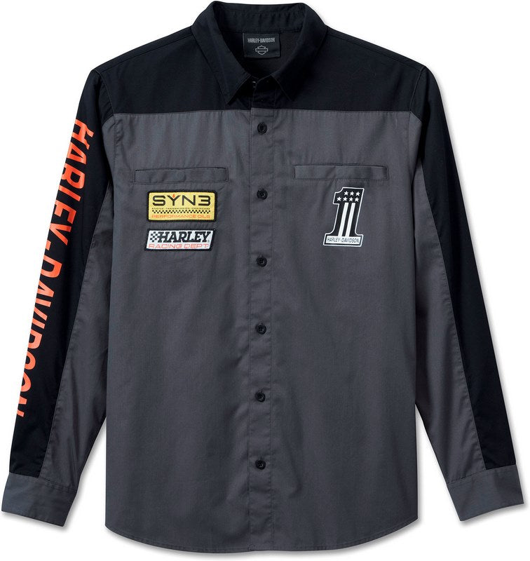 Harley-Davidson Shirt-Woven  Colorblock-Design-Blackened Pearl | 96071-24VM