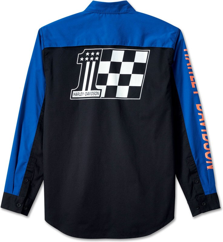 Harley-Davidson Shirt-Woven  Colorblock-Design-Blue | 96072-24VM