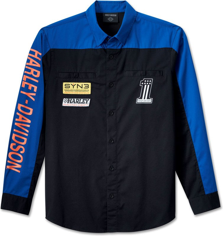 Harley-Davidson Shirt-Woven  Colorblock-Design-Blue | 96072-24VM