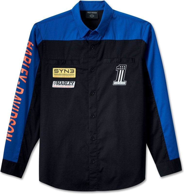 Harley-Davidson Shirt-Woven  Colorblock-Design-Blue | 96072-24VM