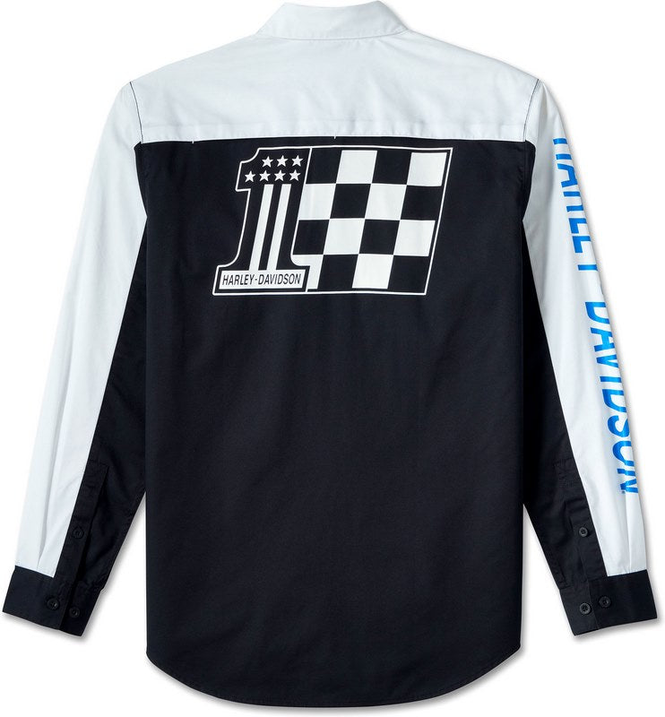 Harley-Davidson Shirt-Woven  Colorblock-Design-Bright White | 96073-24VM