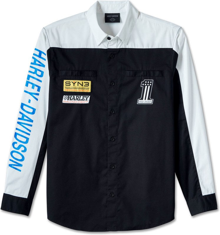 Harley-Davidson Shirt-Woven  Colorblock-Design-Bright White | 96073-24VM