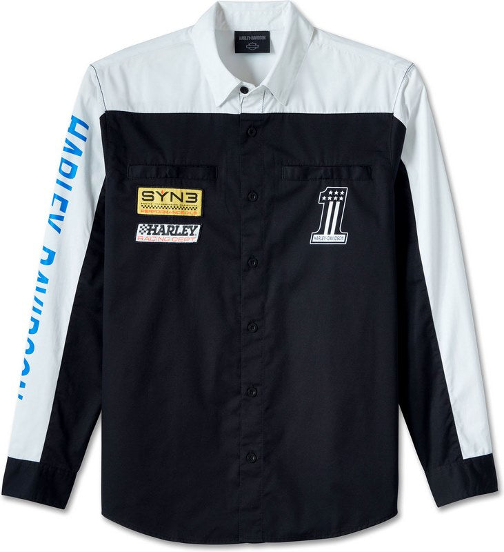 Harley-Davidson Shirt-Woven  Colorblock-Design-Bright White | 96073-24VM