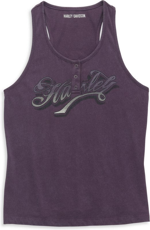 Harley-Davidson Tatoo Font Henley Racerback Tank For Women  Hortensia | 96074-22VW