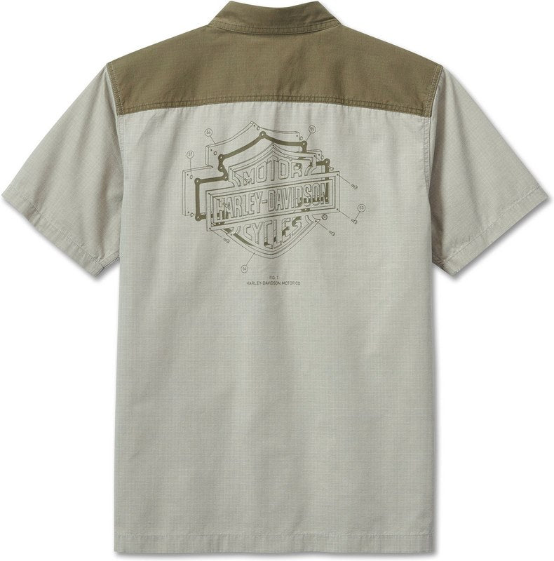 Harley-Davidson Shirt-Woven  Colorblock-Design-Moon Rock | 96074-24VM
