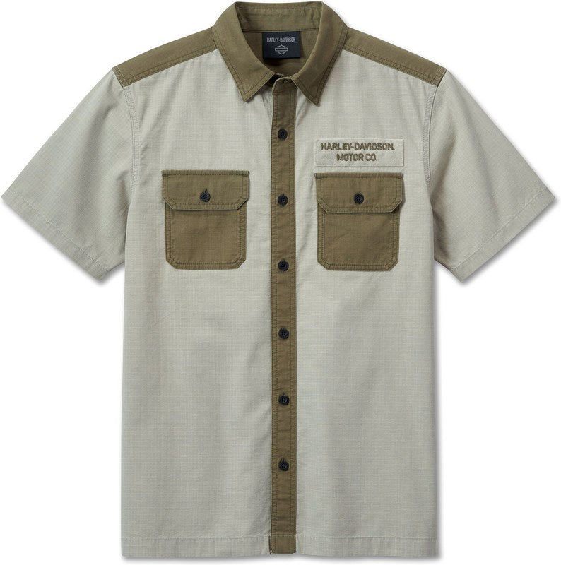 Harley-Davidson Shirt-Woven  Colorblock-Design-Moon Rock | 96074-24VM