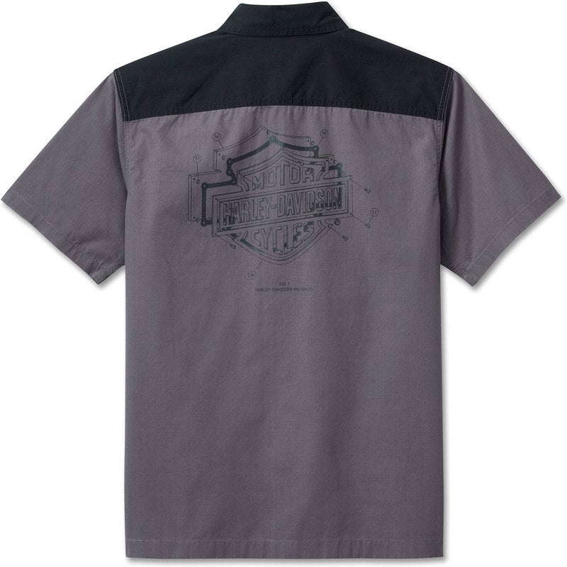 Harley-Davidson Shirt-Woven  Colorblock-Design-Blackened Pearl | 96075-24VM
