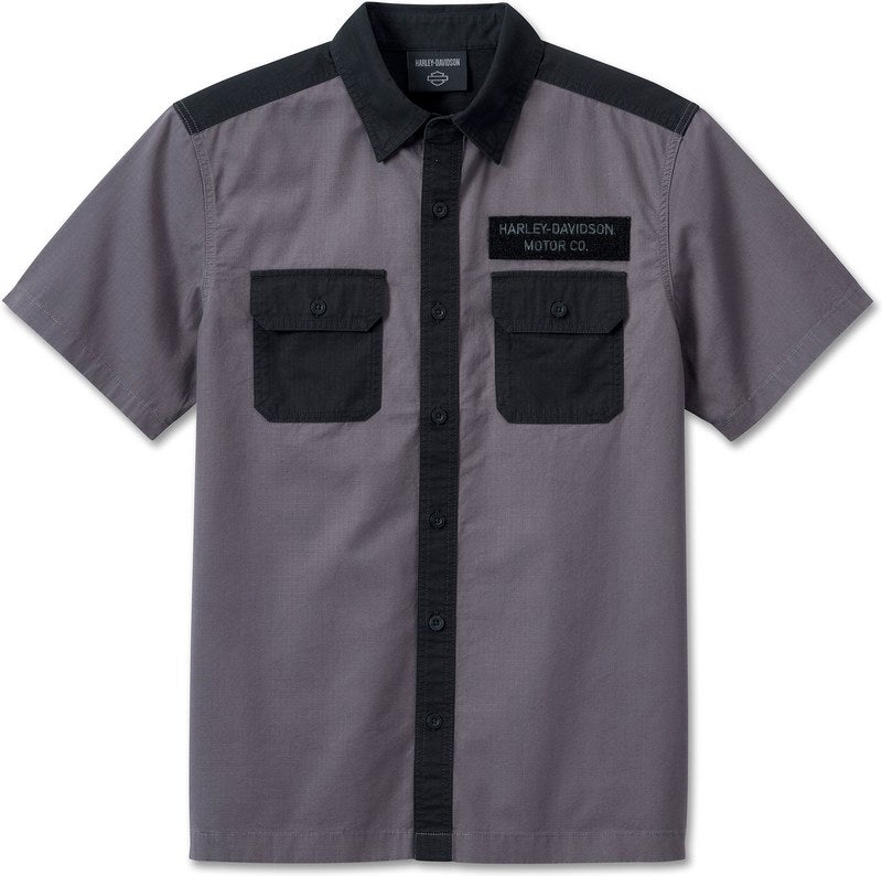 Harley-Davidson Shirt-Woven  Colorblock-Design-Blackened Pearl | 96075-24VM