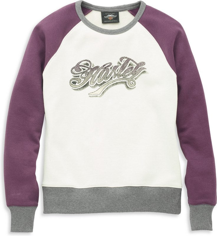 Harley-Davidson Tatoo Font Graphic Raglan Sleeve Pullover For Women  Colorblock-Design | 96076-22VW