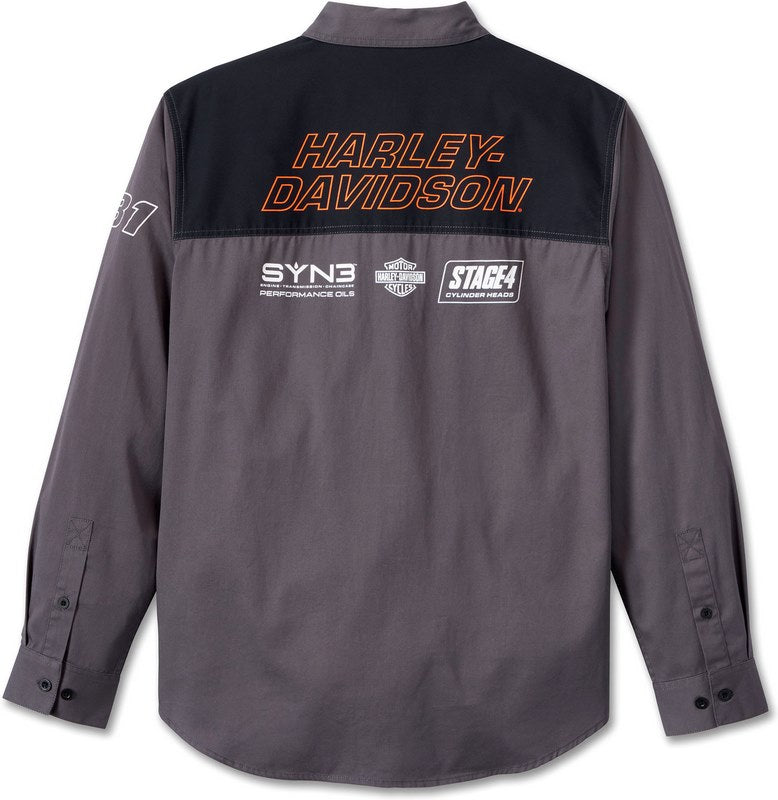 Harley-Davidson Shirt-Woven  Colorblock-Design-Blackened Pearl | 96076-24VM