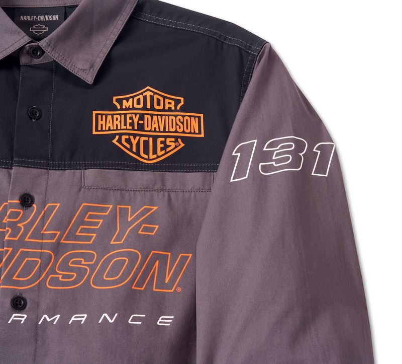 Harley-Davidson Shirt-Woven  Colorblock-Design-Blackened Pearl | 96076-24VM