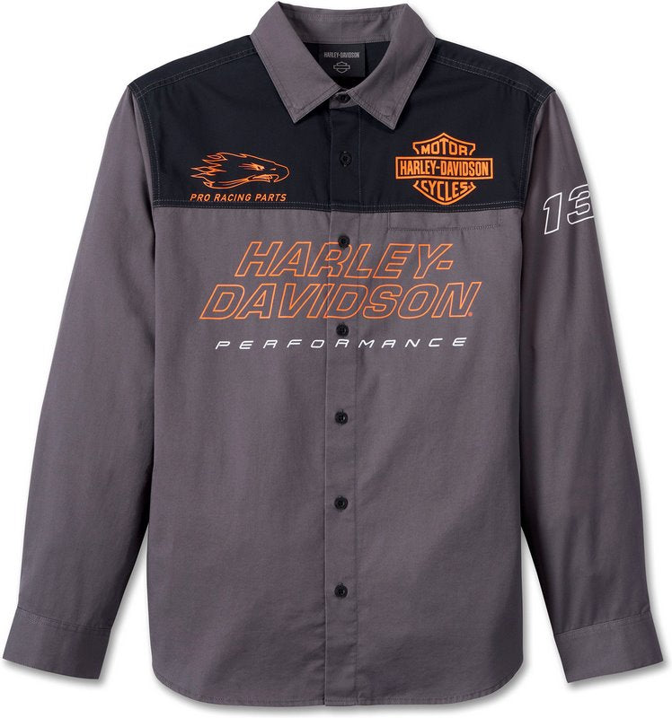 Harley-Davidson Shirt-Woven  Colorblock-Design-Blackened Pearl | 96076-24VM