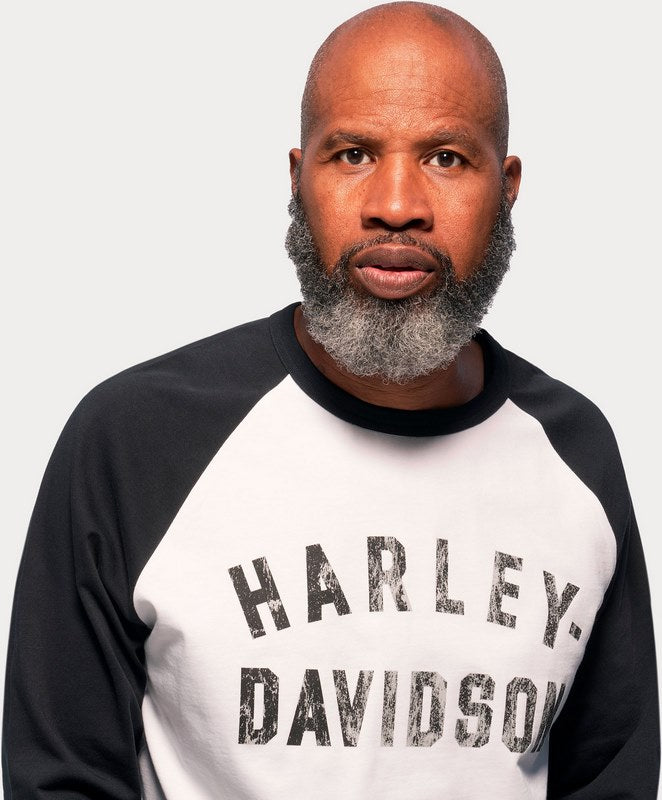 Harley-Davidson Men'S Staple 3/4 Raglan  Colorblock-Design-Bright White | 96077-23VM