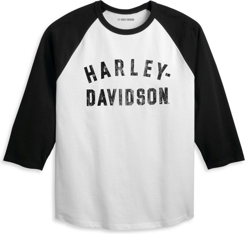 Harley-Davidson Men'S Staple 3/4 Raglan  Colorblock-Design-Bright White | 96077-23VM