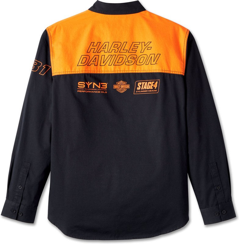 Harley-Davidson Shirt-Woven  Colorblock-Design-Harley Orange | 96077-24VM