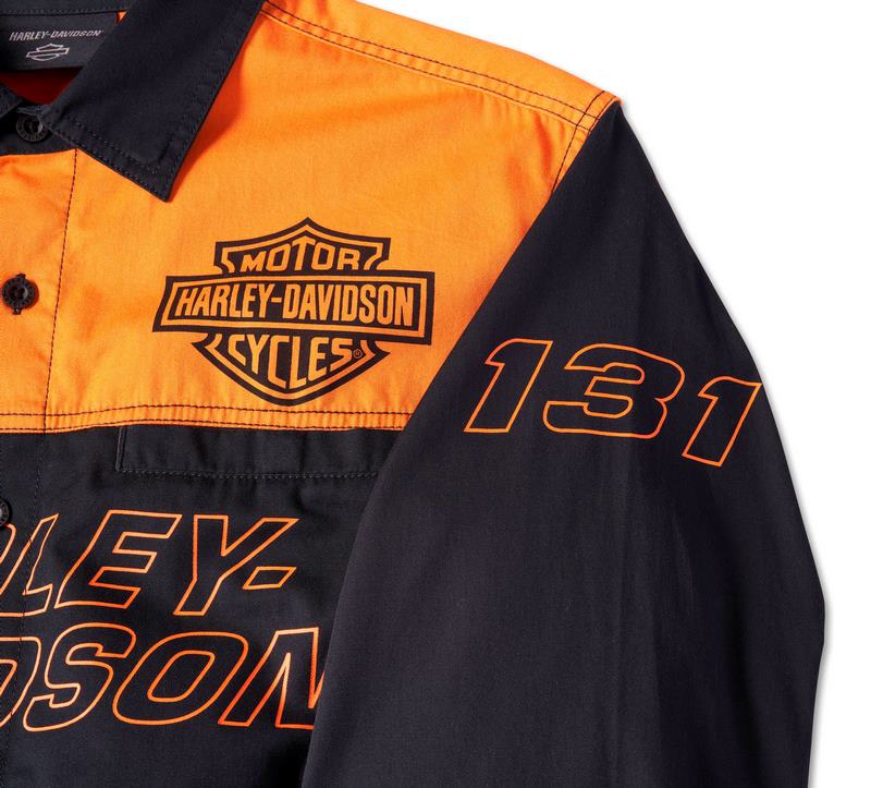 Harley-Davidson Shirt-Woven  Colorblock-Design-Harley Orange | 96077-24VM