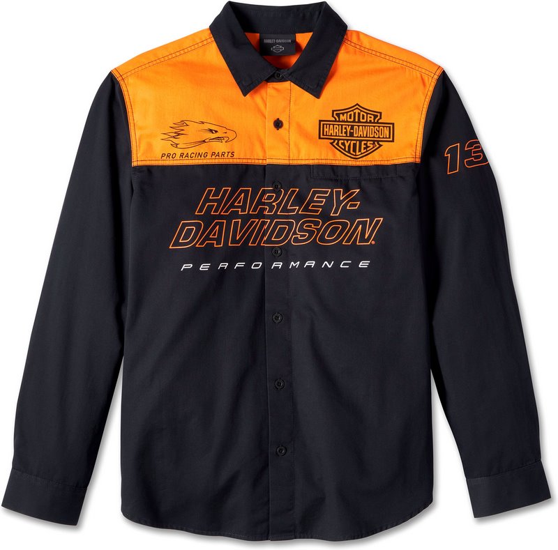 Harley-Davidson Shirt-Woven  Colorblock-Design-Harley Orange | 96077-24VM