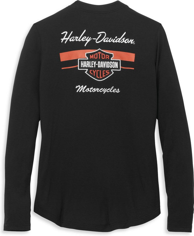 Harley-Davidson Iconic Lace Front Henley For Women  Black Beauty | 96081-22VW