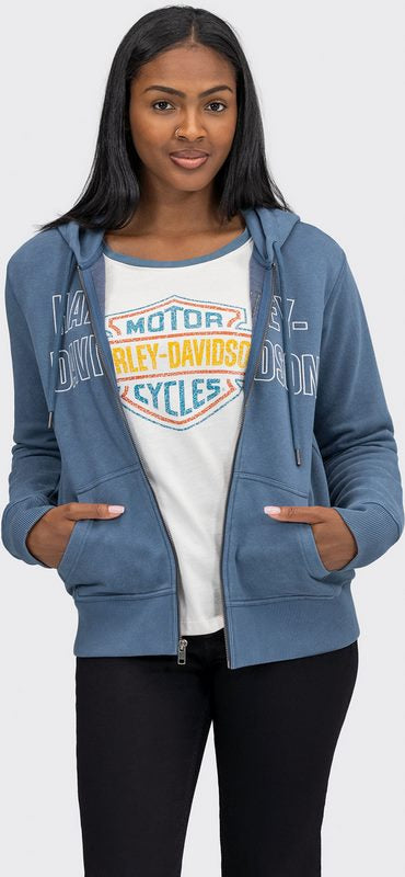 Harley-Davidson Women'S Bar Font Embroidered Hoodie  Bering Sea | 96085-22VW