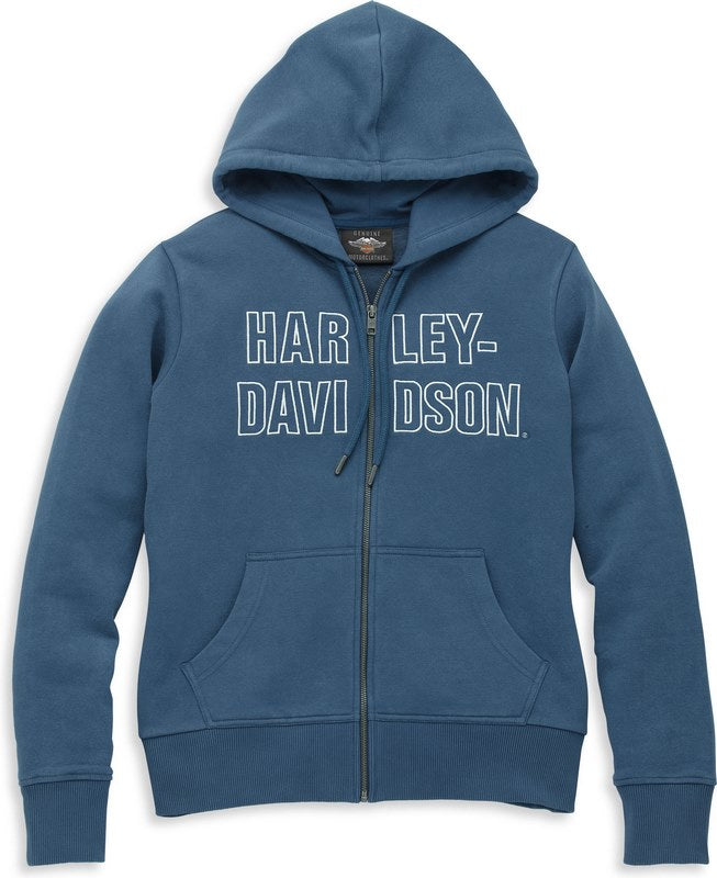 Harley-Davidson Women'S Bar Font Embroidered Hoodie  Bering Sea | 96085-22VW