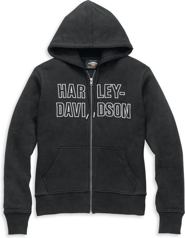 Harley-Davidson Font Embroidered Hoodie For Women  Black Beauty | 96086-22VW