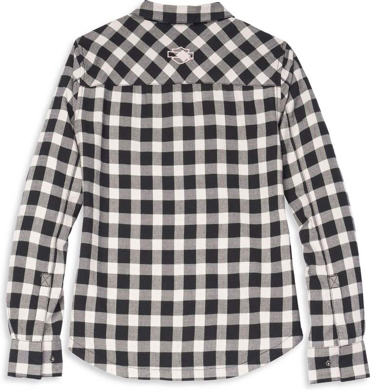Harley-Davidson Script Font Laced Front Plaid Shirt For Women  Plaid | 96089-22VW