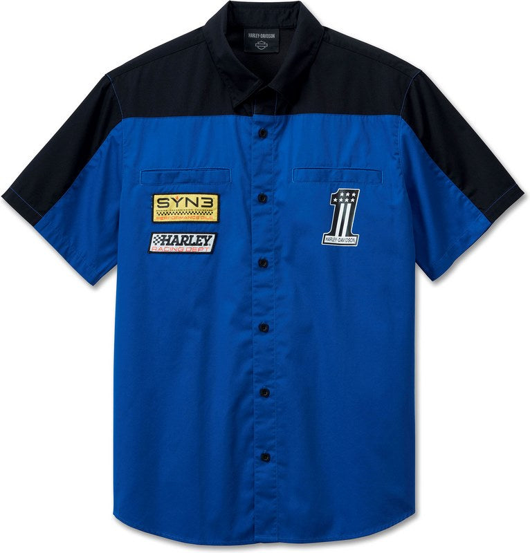 Harley-Davidson Shirt-Woven  Colorblock-Design-Blue | 96089-24VM