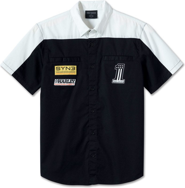 Harley-Davidson Shirt-Woven  Colorblock-Design-Bright White | 96090-24VM